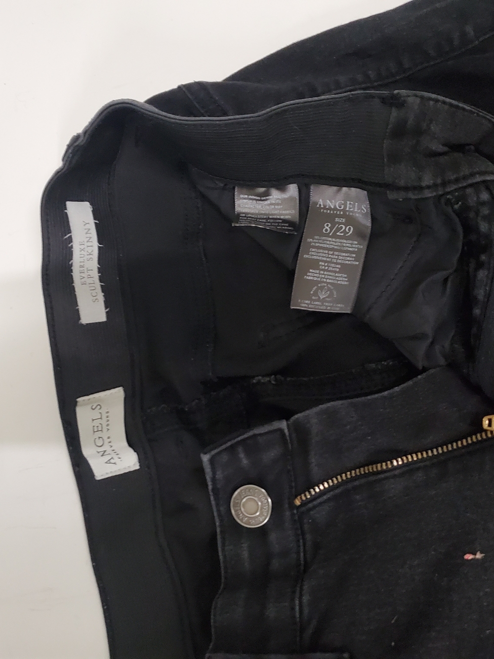 Angels Forever Young Black Sculpted Skinny Jeans Button Zip Up